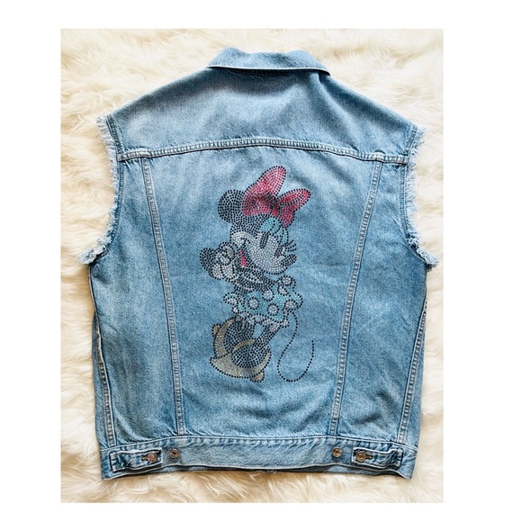 New! Rare LIU JO Disney Minnie Mouse Oversized Denim Vest - Picture 2 of 13